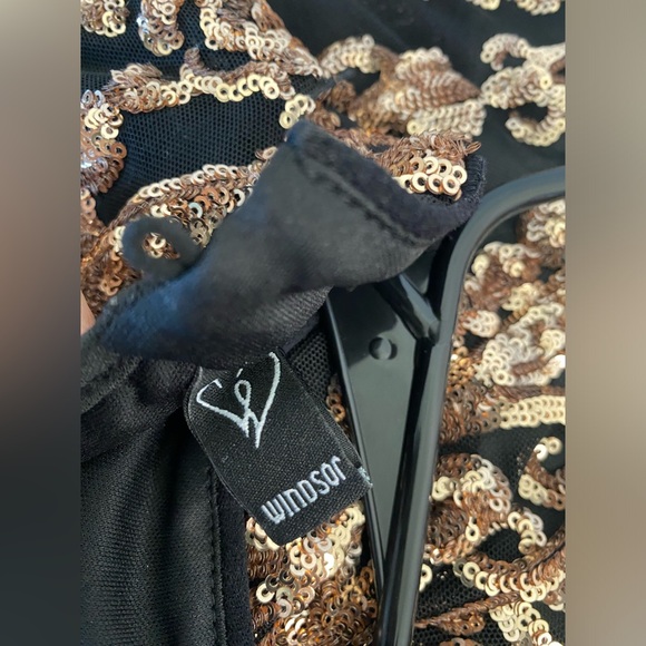 Windsor Long Black Dress w/ Gold Sequin Pattern - Picture 9 of 9